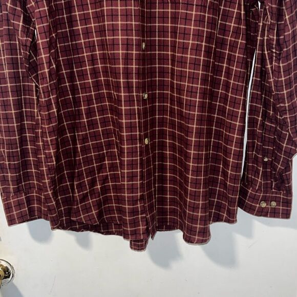 LL Bean Maroon Plaid Cotton Flannel Shirt-L - Picture 3 of 8